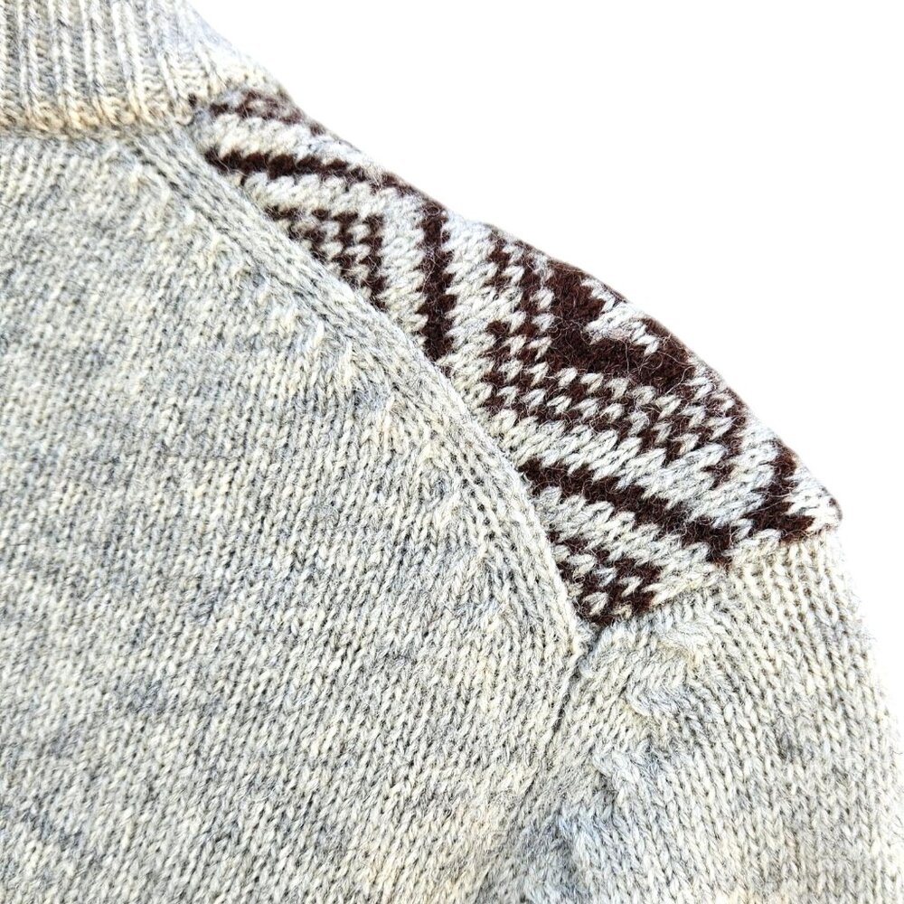 Vintage Piccadilly Lambswool Turtleneck Sweater Brown Gray Pattern Knit - Picture 14 of 14